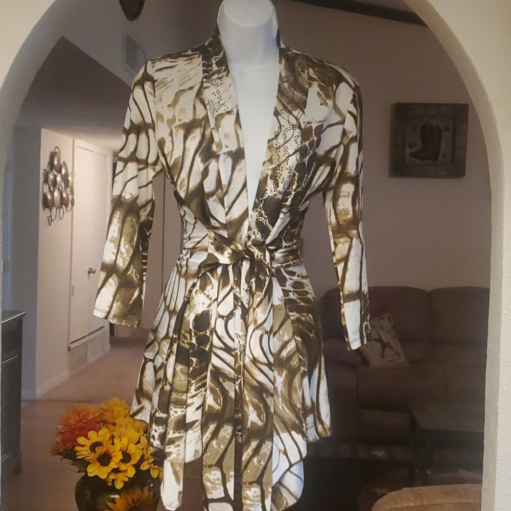 Albert Makali wrap S, white/browm  rhinestones